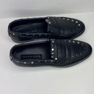Steven by STEVE MADDEN AMPLE STUDDED black LEATHER LOAFERS